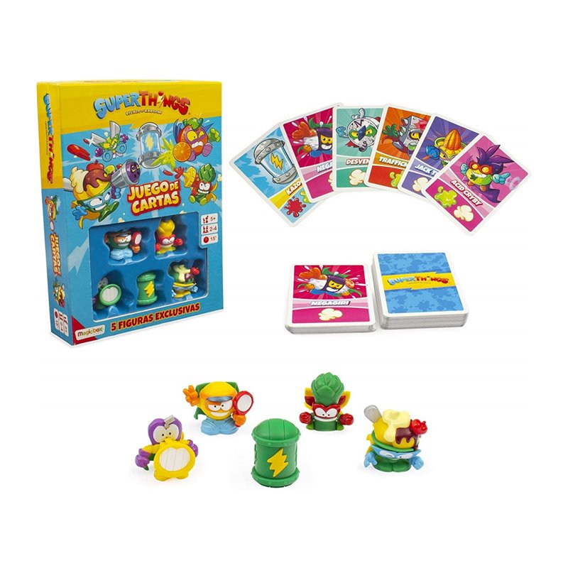 JUEGO DE CARTAS SUPERTHINGS + 5 FIGURAS