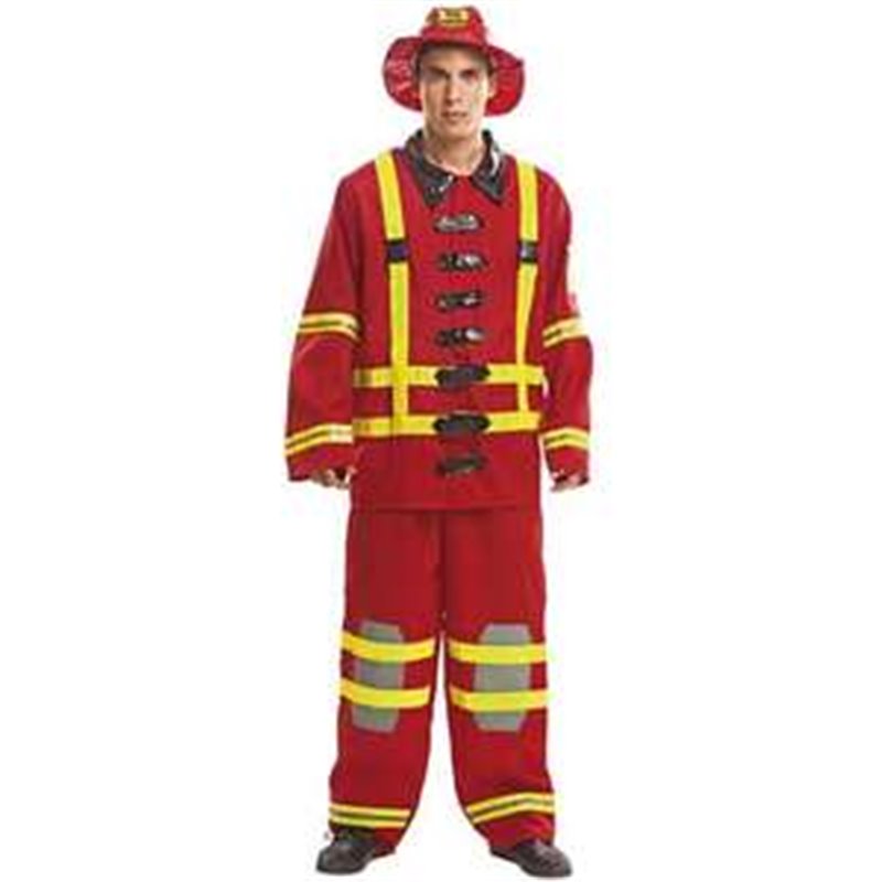 DISFRAZ BOMBERO SOMBRERO, CHAQUETA Y PANTALÓN TALLA XXXL