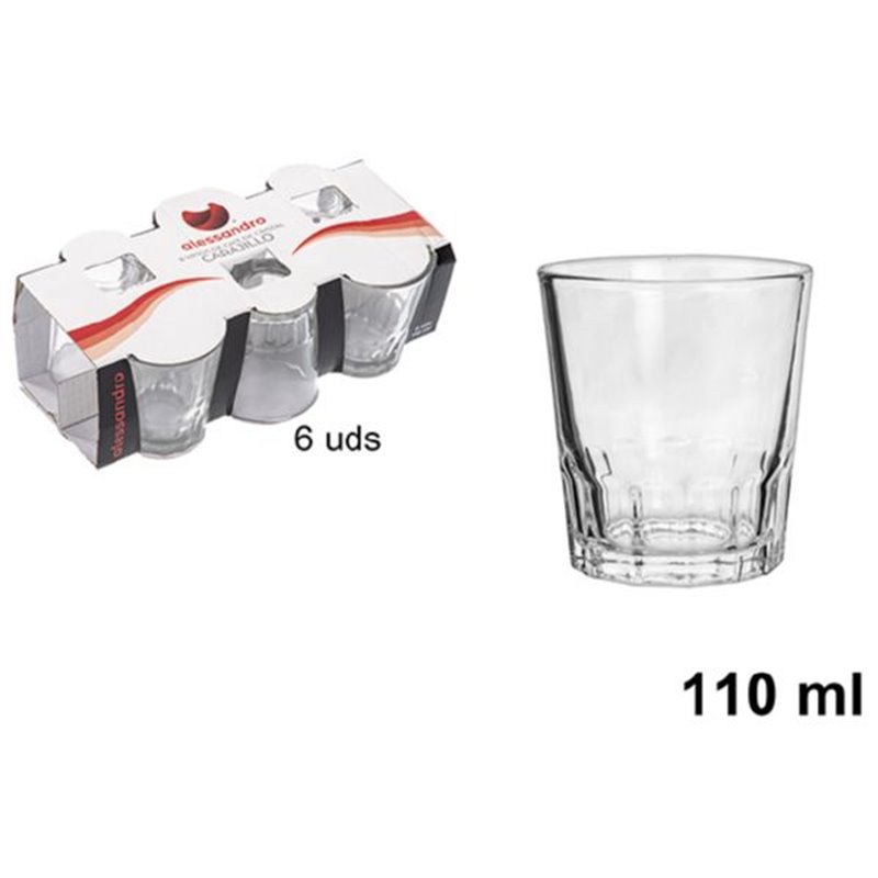 6 VASOS DE CAFE  DE CRISTAL CARAJILLO 110ML�