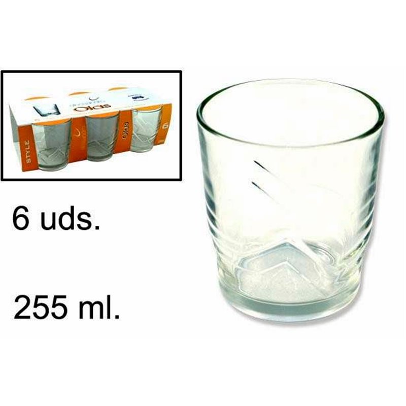 VASOS AGUA OLAS TRANSPARENTE X6 255 ml