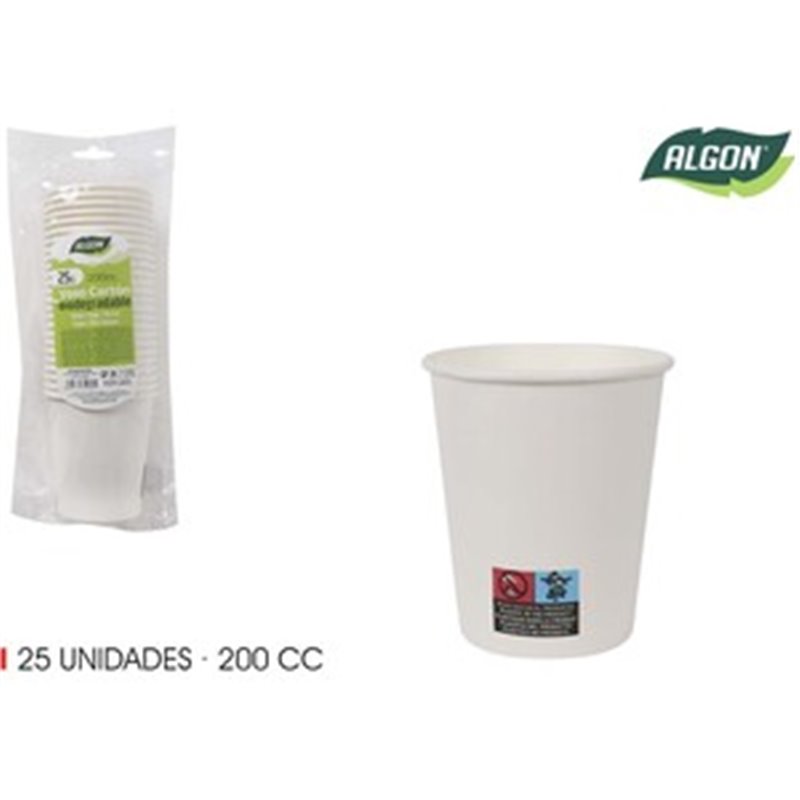 SET-25 VASO BLANCO CARTON 200CC ALGON