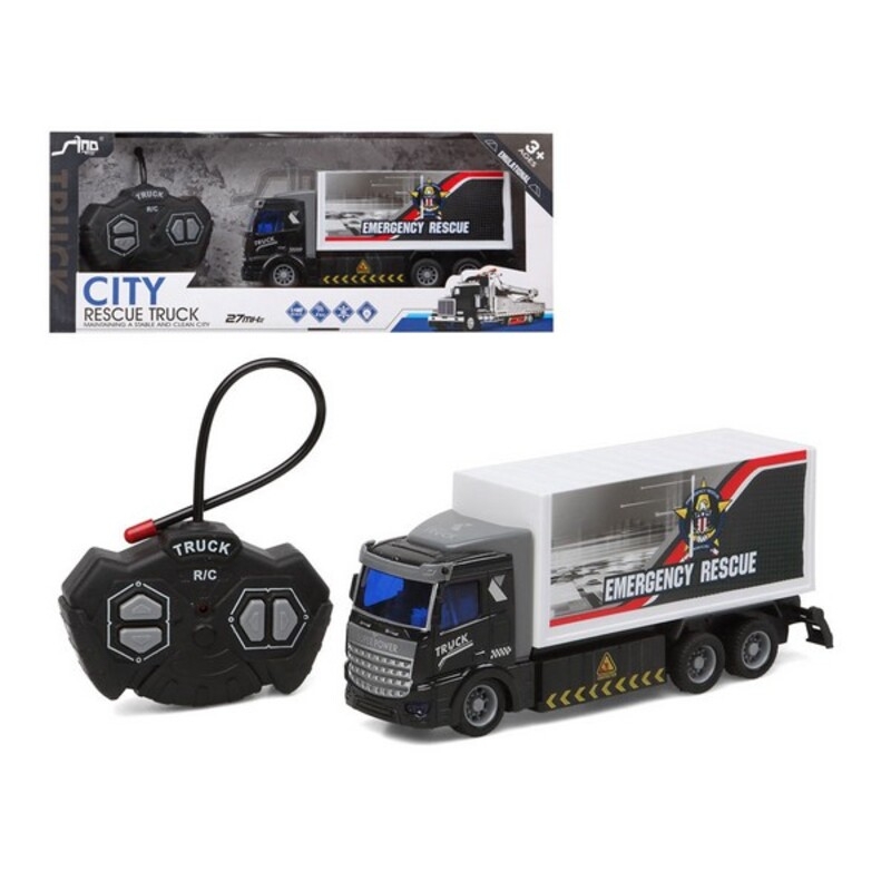 CAMION RADIO CONTROL EMERGENCY RESCUE NEGRO