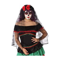 DIADEMA HALLOWEEN CATRINA CON VELO