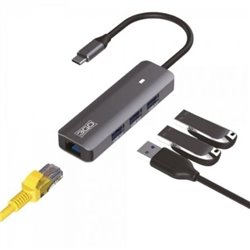 HUB USB Tipo-C 3GO HUB37PETHC/ 3xUSB/ 1xRJ45/ Gris