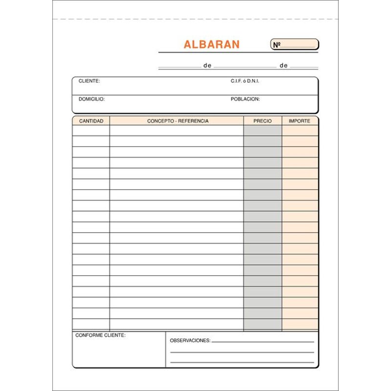 TALONARIO ALBARAN 4� T-120 NATURAL DUPLICADO AUTOCOPIANTE