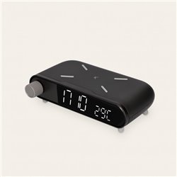 CARGADOR INALAMBRICO ALARMA CLOCK RETRO NEGRO