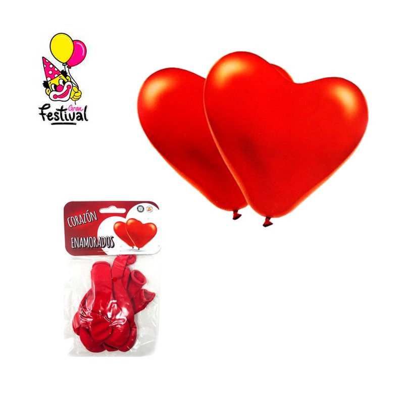 GLOBO CORAZON ROJO x 5 UND.