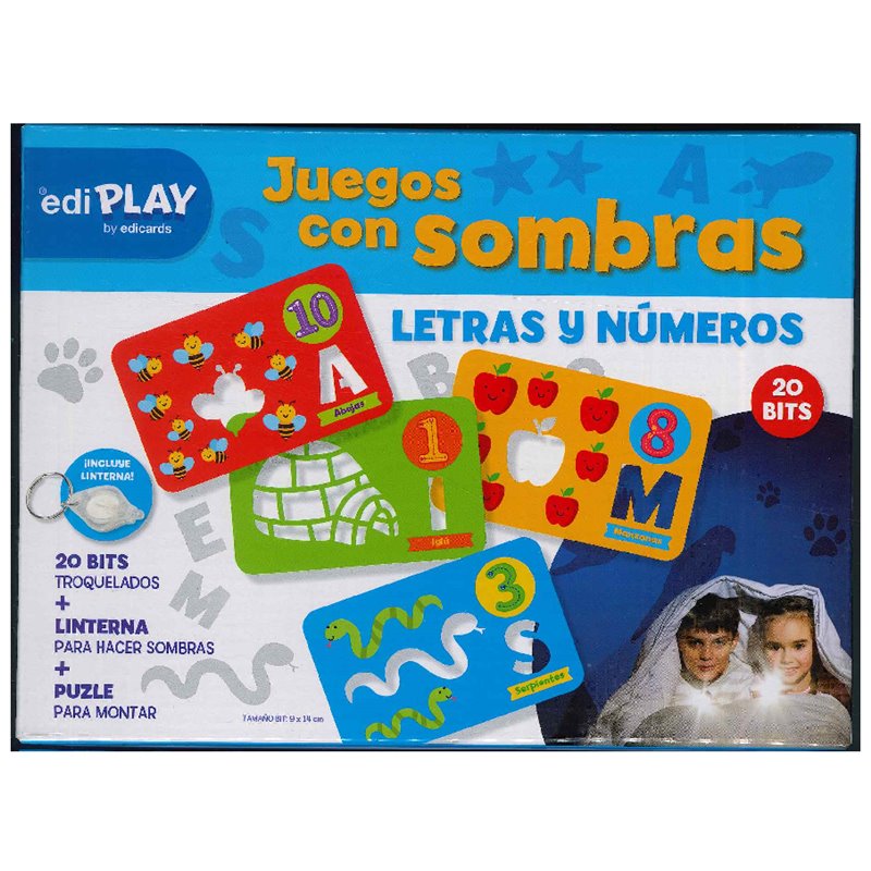 JUEGO CON SOMBRAS LETRAS Y NUMEROS 20 BITS TROQUELADOS