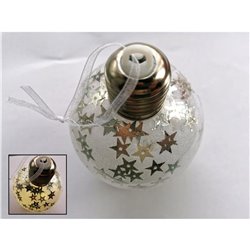 BOLA NAVIDAD BOMBILLA ESTRELLAS 1LED 8CM