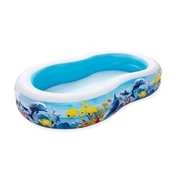 BESTWAY. PISCINA INFLABLE FAMILIAR 2 ANILLOS INFLABLES FONDO MAR 262 X 157 X 46 CM