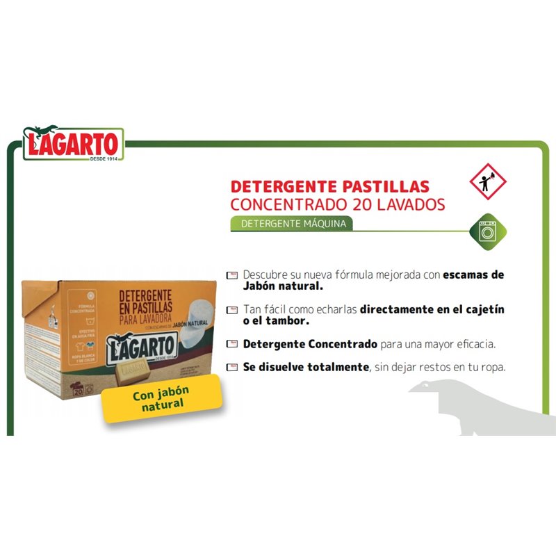 DETERGENTE PASTILLAS CONCENTRADO 20 DOSIS