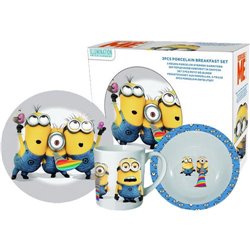 SET DESAYUNO MINIONS CERAMICA 3 PIEZAS