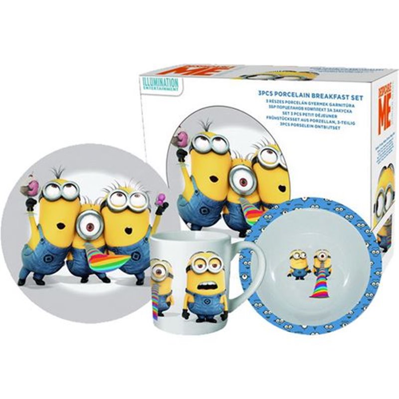 SET DESAYUNO MINIONS CERAMICA 3 PIEZAS