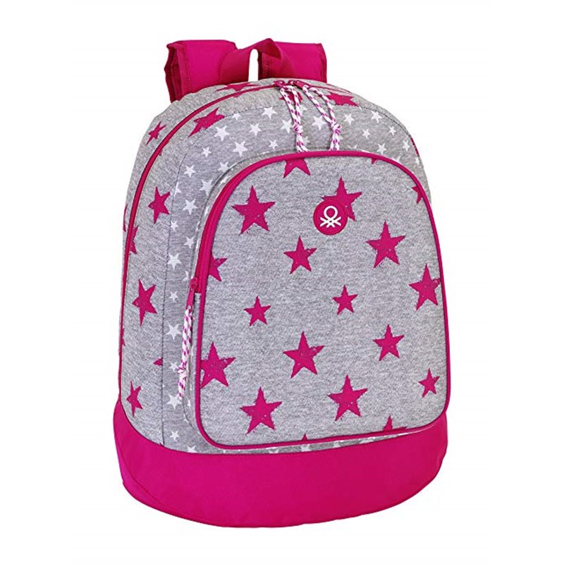 MOCHILA BENETTON GRIS FUCSIA