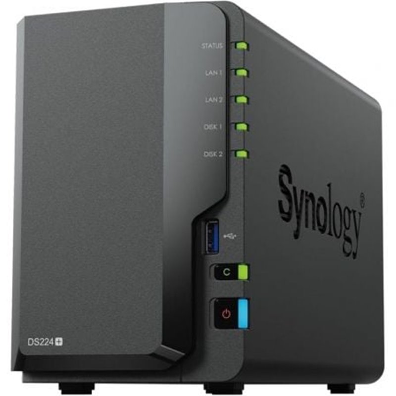 NAS Synology Diskstation DS224+/ 2 Bah�as 3.5"- 2.5"/ 2GB DDR4/ Formato Torre