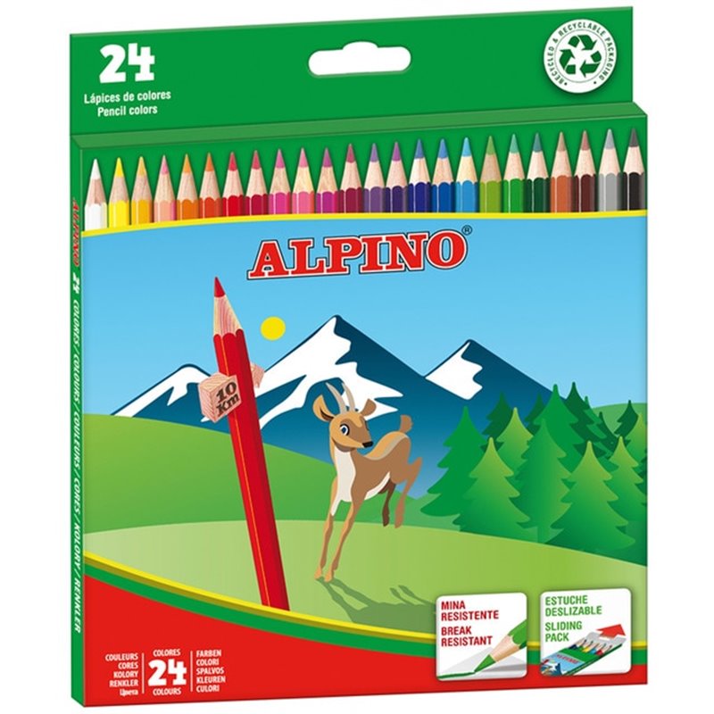 Caja 24 lapices largos de colores Alpino WF