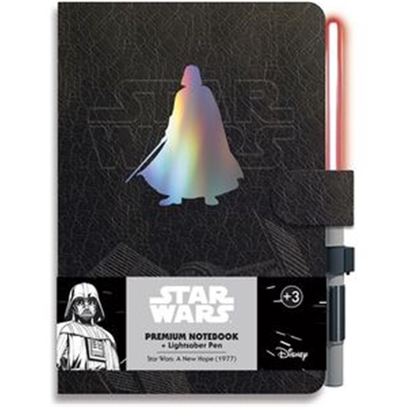 CUADERNO A5 PREMIUM + BOLIGRAFO SABLE DE LUZ DARTH VADER STAR WARS