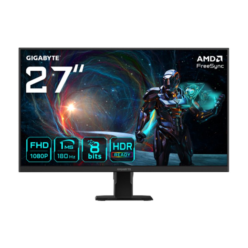 GIGABYTE GS27FA Monitor para juegos de 27” FHD - 1920 x 1080 (FHD), 180Hz, 1ms, 300 cd/m², FreeSync, HDR Ready, HDMI 2.0