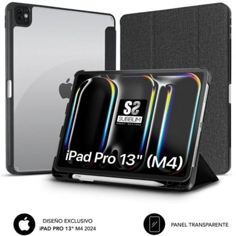 Funda Subblim Clear Shock Case para iPad Pro 12.9" 2024 M4/ Negra