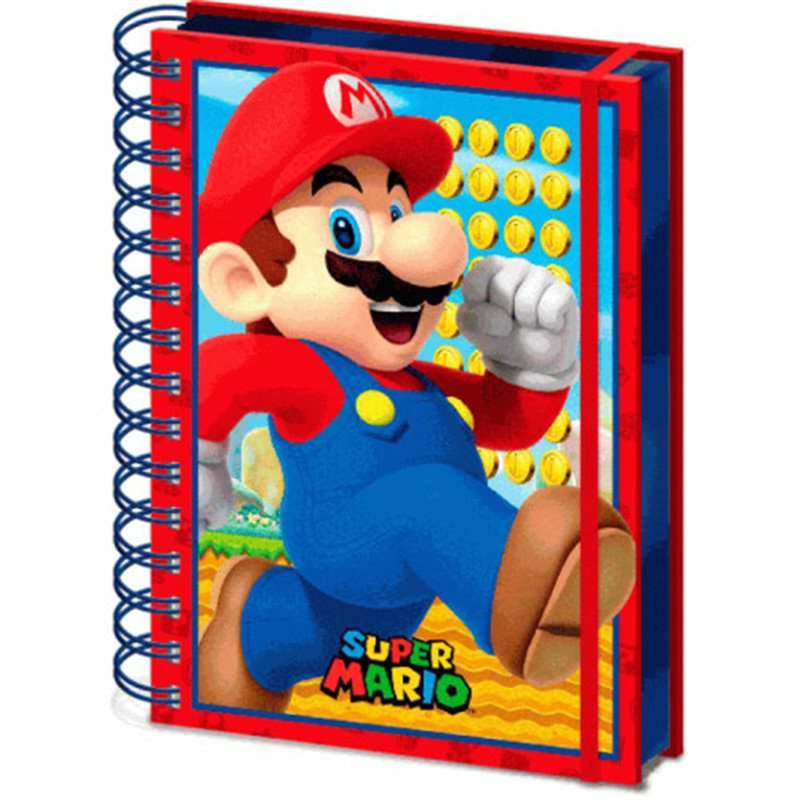 CUADERNO A5 CON ESPIRAL (PORTADA LENTICULAR) SUPER MARIO 21 X 15 CM PYRAMID REDSTRING SR72626