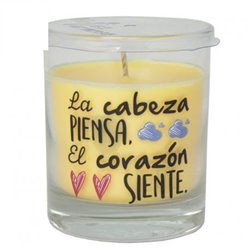 VELA VASO CON MENSAJES Y AROMA