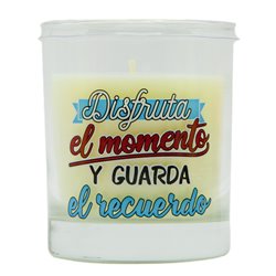 VELA VASO CON MENSAJES Y AROMA