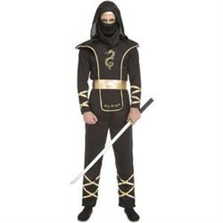 DISFRAZ BLACK NINJA MONO CON CAPUCHA, ARMADURA, CINTURÓN Y MÁSCARA TALLA XXL