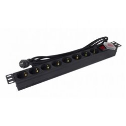 Regleta con Interruptor Phasak BNS 1520/ 8 Tomas de Corriente/ Cable 3m/ Negro