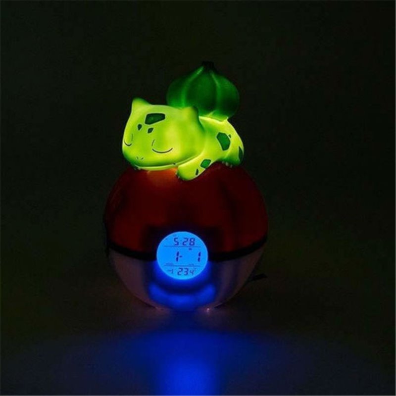 RELOJ DESPERTADOR BULBASAUR EN POKEBALL 18 CM TEKNOFUN REDSTRING 811367