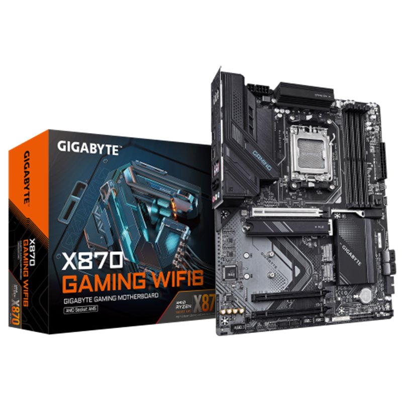 GIGABYTE X870 GAMING WIFI6 Placa Base - Compatible con CPUs AMD Ryzen 9000, VRM de 8+2+2 fases, hasta 8000MHz DDR5 (OC), 1x PCIe