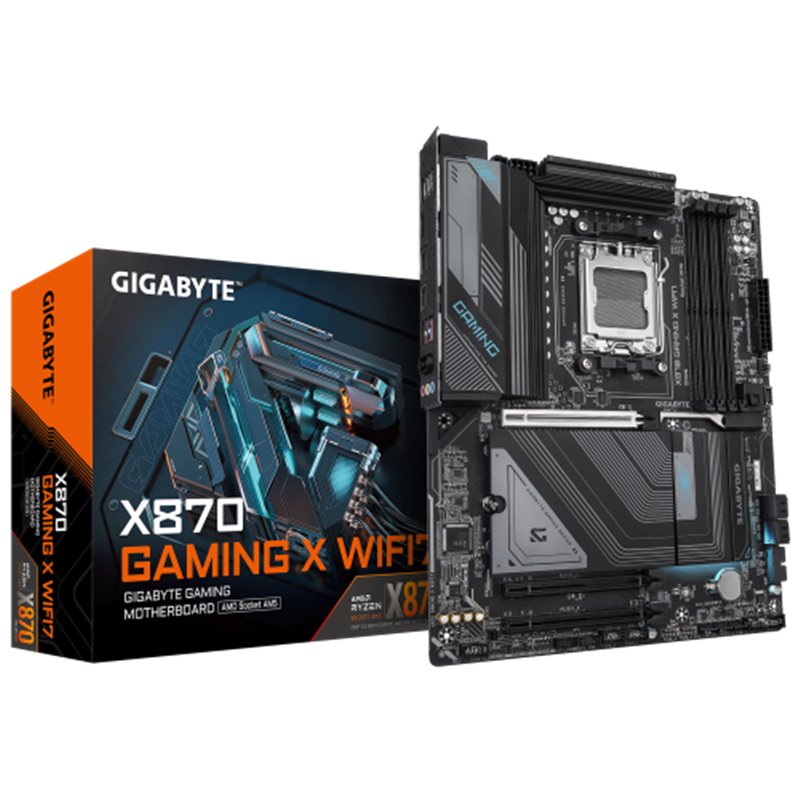 GIGABYTE Placa Base X870 GAMING X WIFI7 - Compatible con CPUs AMD Ryzen 9000, 16+2+2 fases VRM, hasta 8000MHz DDR5 (OC), 1xPCIe 