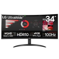 Monitor Profesional Ultrapanor�mico Curvo LG 34WR50QK-B 34"/ WQHD/ Negro