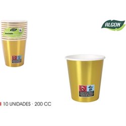 SET-10 VASO CARTON ORO 200CC ALGON