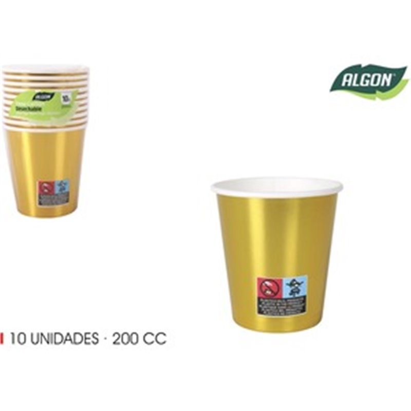 SET-10 VASO CARTON ORO 200CC ALGON