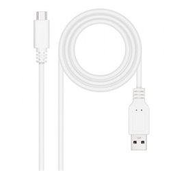 Cable USB 2.0 Nanocable 10.01.2102-W/ USB Tipo-C Macho - USB Macho/ 2m/ Blanco