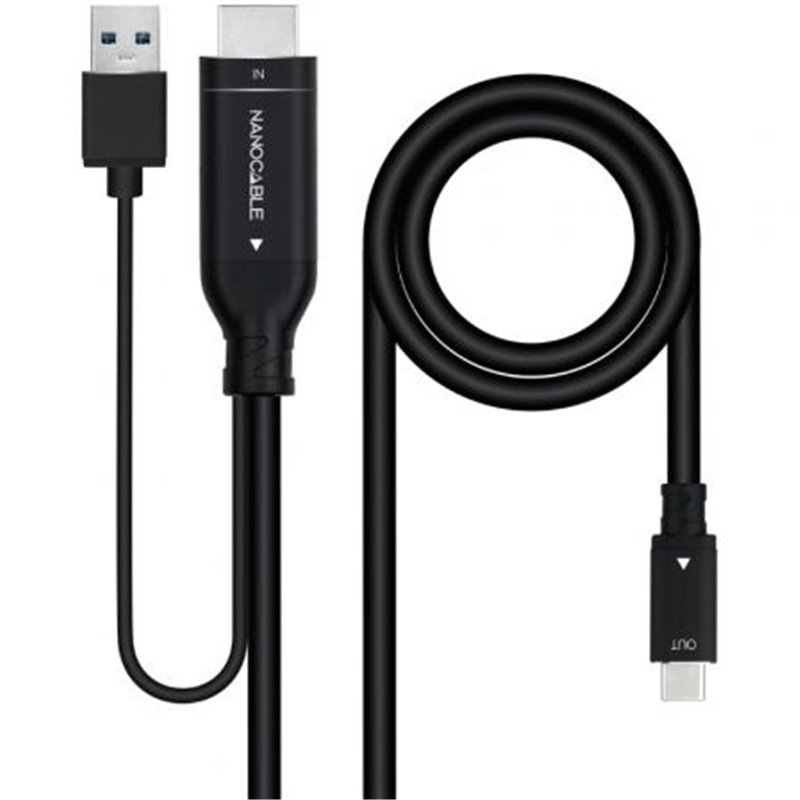 Cable DisplayPort Nanocable 10.15.4354/ DisplayPort Macho - USB Macho/ USB Tipo-C Macho/ 1.8m/ Negro