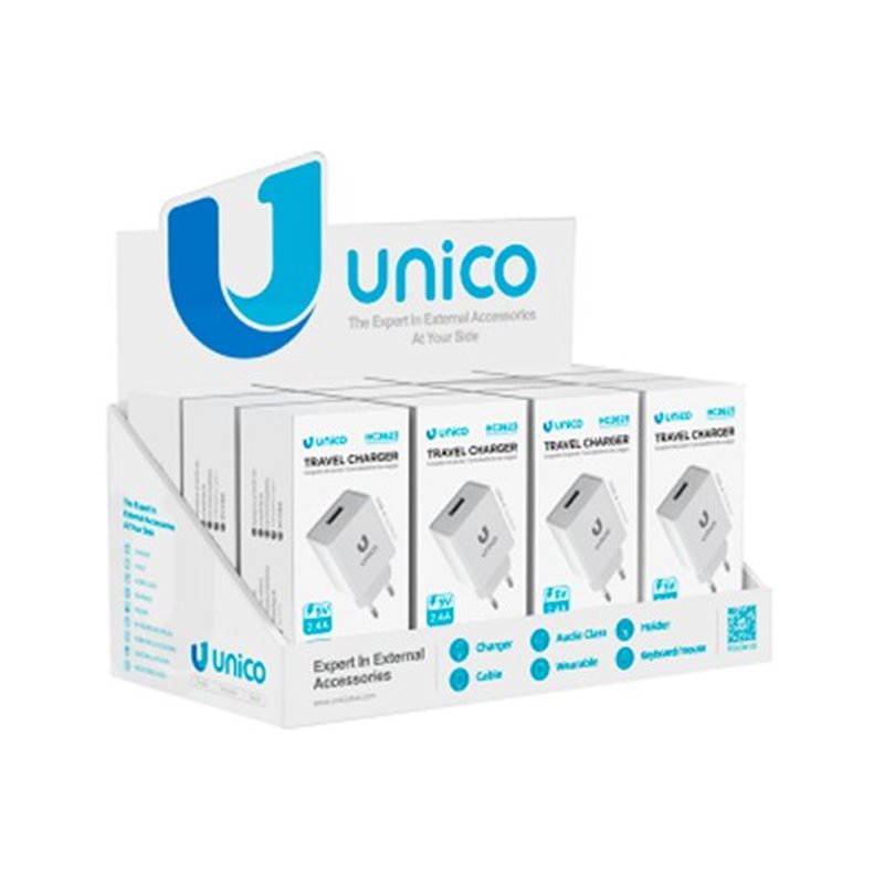 EXPOSITOR UNICO DE 12 CARGADORES SIMPLES USB 2.4A