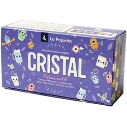 KIT PINTURA CRISTAL AL AGUA + PINCEL X 6 COLORES