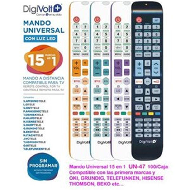 MANDO A DISTANCIA UNIVERSAL 15 EN 1 UN47 DIGIVOLT