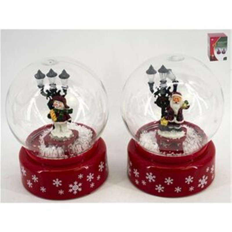 BOLA NIEVE ROJA MUSICAL 3 LED 18X13CM 2S