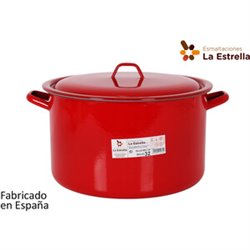 OLLA RECTA C/TAPA 32CM ROJO