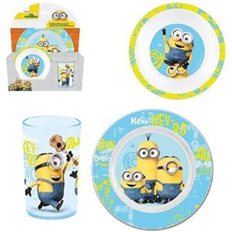 SET DESAYUNO MINIONS 3 PIEZAS PLASTICO