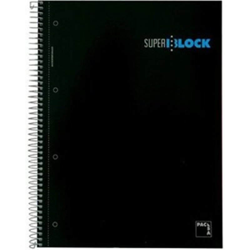 LIBRETA 5 COLORES SUPERBLOCK A4 160H - NEGRO