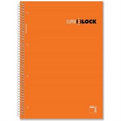 LIBRETA SUPERBLOCK A4 160H 5X5 60GR TAPA DURA COLOR SURTIDOS