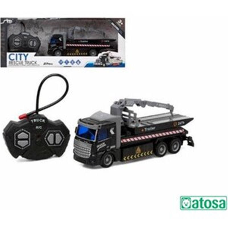 CAMION RADIO CONTROL CITY RESCUE GRUA NEGRO