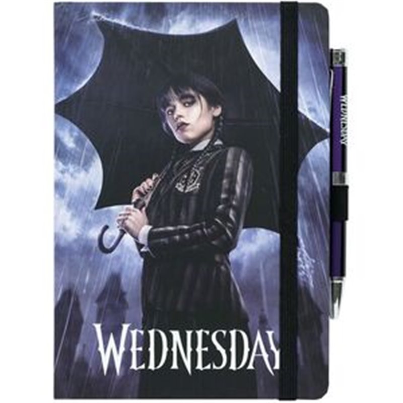 CUADERNO A5 PREMIUM + BOLIGRAFO PROYECTOR MIERCOLES ADDAMS