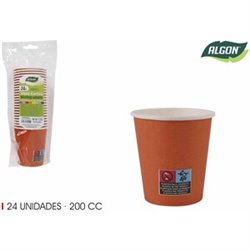 SET-24 VASO CARTON NARANJA 200CC ALGON