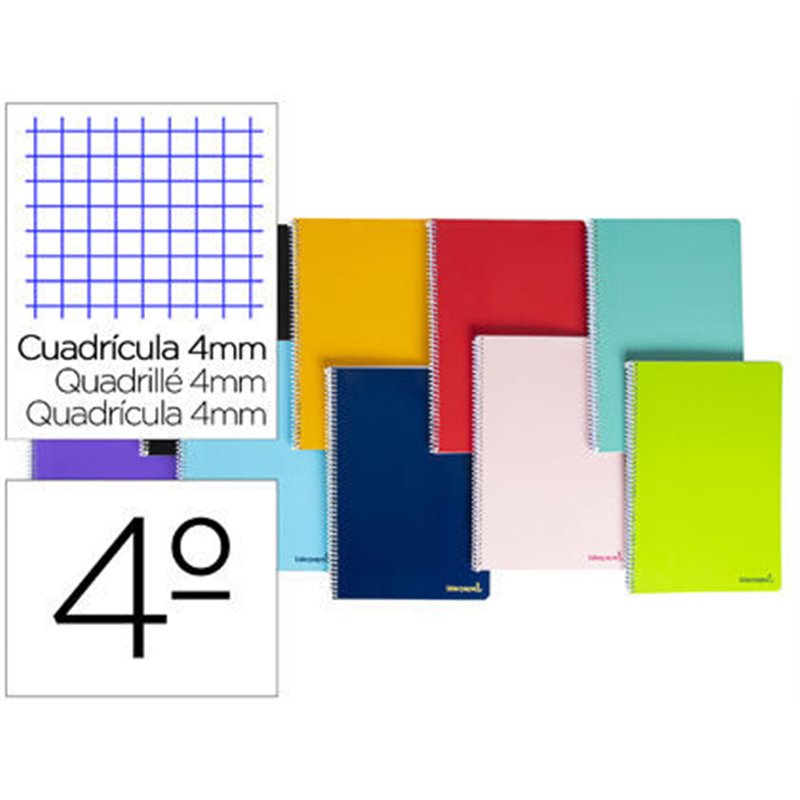 CUADERNO LIDERPAPEL 80H 60GR CUADRO 4MM COLORES SURTIDOS