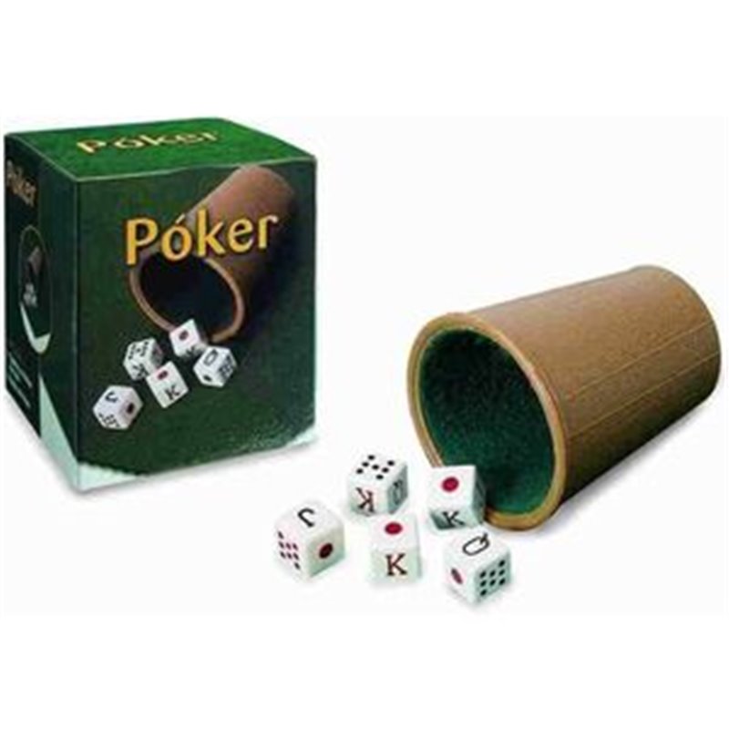 CUBILETE FORRADO Y 5 DADOS POKER