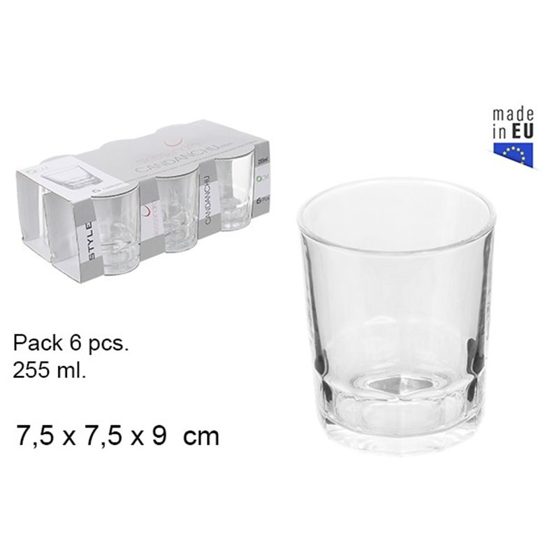 VASOS AGUA TRANSPARENTE X6 255ml CANDANCHU